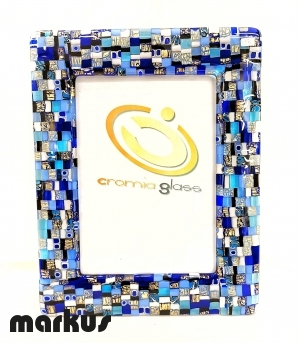 24 k Gold picture frame with blue mosaic