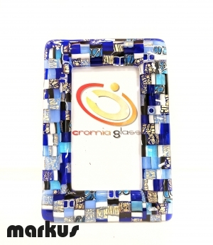 24 k Gold picture frame with blue mosaic small size