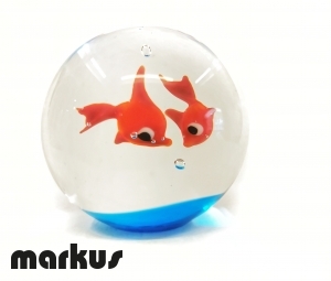Glass ball with 2 red fishes big size