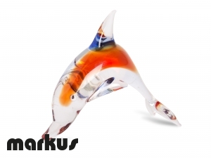 RED & BLUE GLASS DOLPHIN